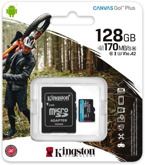 Karta pamięci microSD Kingston Canvas Go Plus microSDXC C10 UHS-I 128GB Karta pamięci microSD Kingston Canvas Go Plus microSDXC C10 UHS-I 128GB