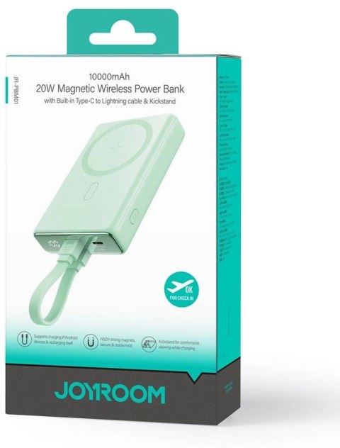 Powerbank Joyroom JR-PBM01 10000mAh 20W 1x USB-C 2x Lightning zielony + kabel Powerbank Joyroom JR-PBM01 10000mAh 20W 1x USB-C 2x Lightning zielony + kabel