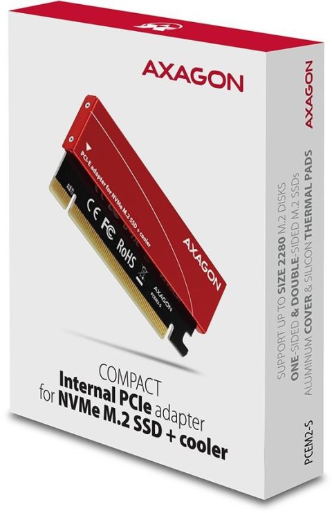 Axagon PCEM2-S Adapter wewnętrzny PCIe x16, 1x M.2 NVMe M-ke Axagon PCEM2-S Adapter wewnętrzny PCIe x16, 1x M.2 NVMe M-ke