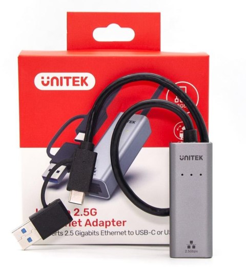 Adapter Unitek U1313C USB-A/C na RJ45 2.5G Ethernet Adapter Unitek U1313C USB-A/C na RJ45 2.5G Ethernet