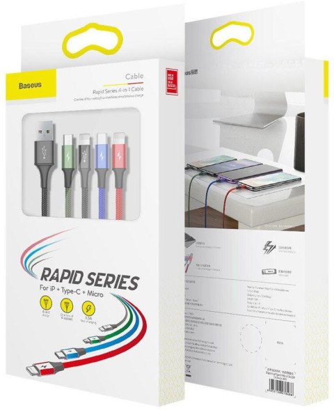 KABEL 4w1 USB-A / Lighting iPhone 2x USB-C micro-USB Baseus Cafule CA1T4-B01 1.2m 3.5A W OPLOCIE KABEL 4w1 USB-A / Lighting iPhone 2x USB-C micro-USB Baseus Cafule CA1T4-B01 1.2m 3.5A W OPLOCIE