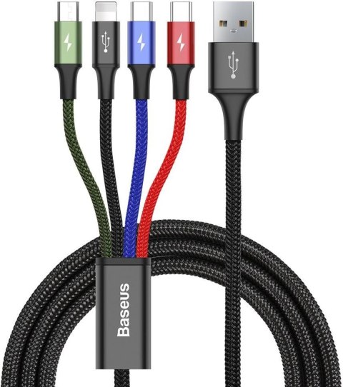 KABEL 4w1 USB-A / Lighting iPhone 2x USB-C micro-USB Baseus Cafule CA1T4-B01 1.2m 3.5A W OPLOCIE KABEL 4w1 USB-A / Lighting iPhone 2x USB-C micro-USB Baseus Cafule CA1T4-B01 1.2m 3.5A W OPLOCIE