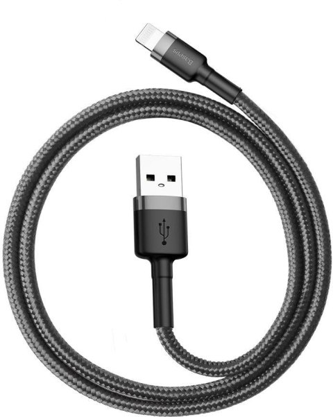 KABEL USB-A / Lightning iPhone Baseus Cafule CALKLF-AG1 50cm Apple 2.4A CZARNO-SZARY W OPLOCIE KABEL USB-A / Lightning iPhone Baseus Cafule CALKLF-AG1 50cm Apple 2.4A CZARNO-SZARY W OPLOCIE