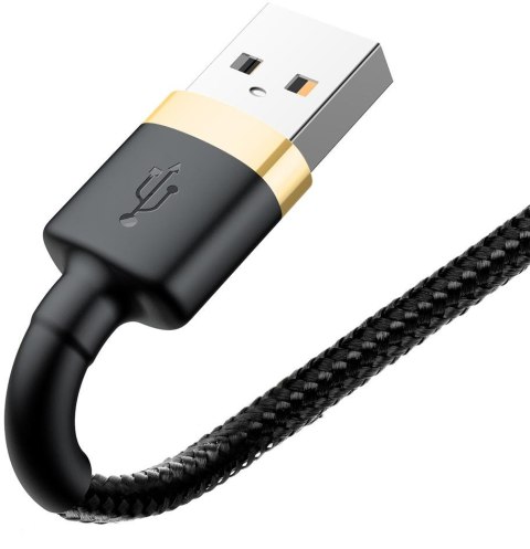 KABEL USB-A / Lightning iPhone Baseus Cafule CALKLF-BV1 100cm Apple 2.4A CZARNO-ZŁOTY W OPLOCIE KABEL USB-A / Lightning iPhone Baseus Cafule CALKLF-BV1 100cm Apple 2.4A CZARNO-ZŁOTY W OPLOCIE