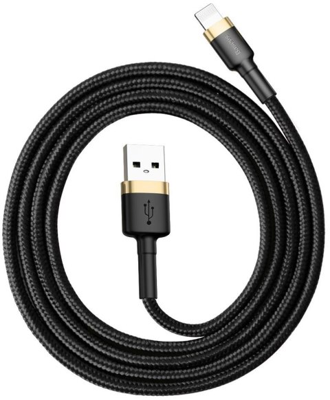 KABEL USB-A / Lightning iPhone Baseus Cafule CALKLF-BV1 100cm Apple 2.4A CZARNO-ZŁOTY W OPLOCIE KABEL USB-A / Lightning iPhone Baseus Cafule CALKLF-BV1 100cm Apple 2.4A CZARNO-ZŁOTY W OPLOCIE