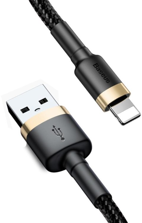 KABEL USB-A / Lightning iPhone Baseus Cafule CALKLF-BV1 100cm Apple 2.4A CZARNO-ZŁOTY W OPLOCIE KABEL USB-A / Lightning iPhone Baseus Cafule CALKLF-BV1 100cm Apple 2.4A CZARNO-ZŁOTY W OPLOCIE
