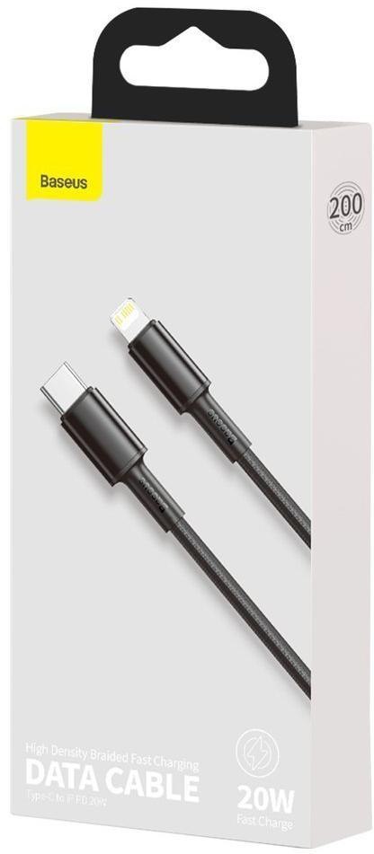 KABEL USB-C / Lightning iPhone Baseus Cafule CATLGD-A01 2m 20W PD Quick Charging CZARNY W OPLOCIE KABEL USB-C / Lightning iPhone Baseus Cafule CATLGD-A01 2m 20W PD Quick Charging CZARNY W OPLOCIE