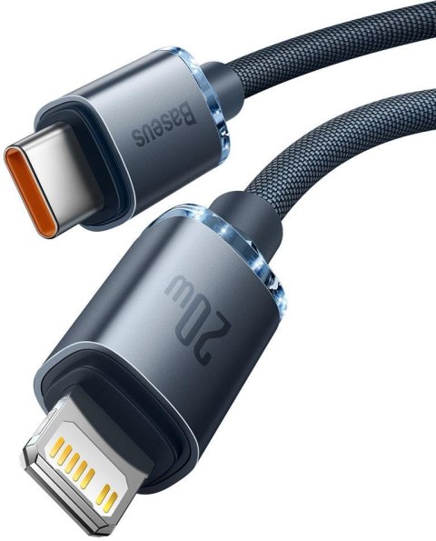 KABEL USB-C / Lightning iPhone Baseus Crystal CAJY000301 2m 20W PD QC CZARNY W OPLOCIE PREMIUM KABEL USB-C / Lightning iPhone Baseus Crystal CAJY000301 2m 20W PD QC CZARNY W OPLOCIE PREMIUM
