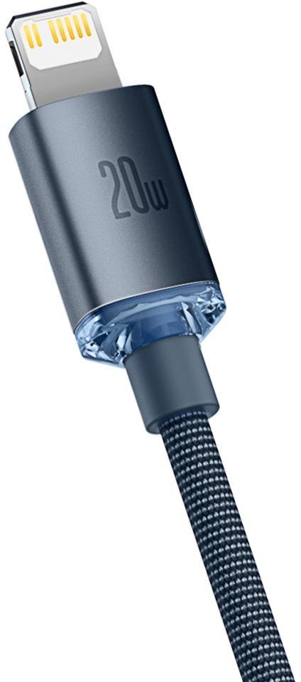 KABEL USB-C / Lightning iPhone Baseus Crystal CAJY000301 2m 20W PD QC CZARNY W OPLOCIE PREMIUM KABEL USB-C / Lightning iPhone Baseus Crystal CAJY000301 2m 20W PD QC CZARNY W OPLOCIE PREMIUM
