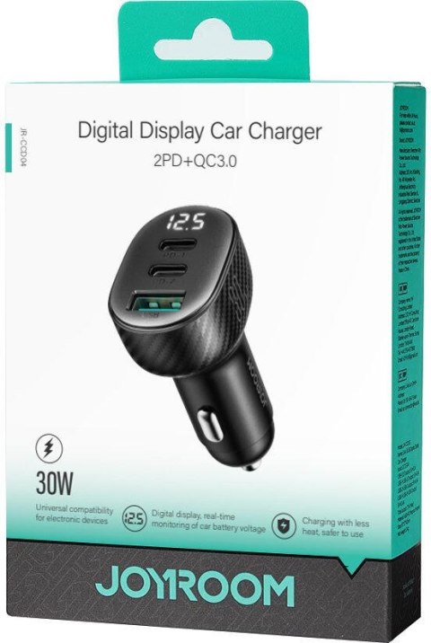 Ładowarka samochodowa Joyroom JR-CCD04 30W 4A 2x USB-C 1x USB-A PD QC 3.0 Ładowarka samochodowa Joyroom JR-CCD04 30W 4A 2x USB-C 1x USB-A PD QC 3.0