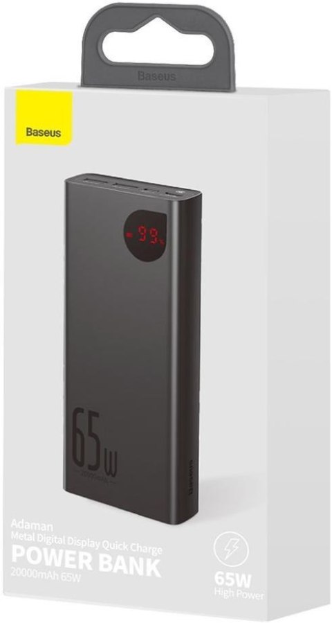 Powerbank Baseus Adaman Digital Display PPIMDA-D01 20000mAh 65W PD QC 3.0 2x USB-A 1x USB-C + KABEL Powerbank Baseus Adaman Digital Display PPIMDA-D01 20000mAh 65W PD QC 3.0 2x USB-A 1x USB-C + KABEL