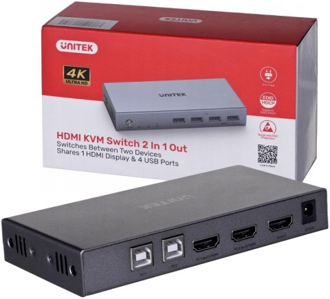 Przełącznik KVM Unitek V307A 4K HDMI 2.0 2w1 Przełącznik KVM Unitek V307A 4K HDMI 2.0 2w1
