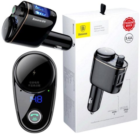 TRANSMITER FM ŁADOWARKA SAMOCHODOWA Baseus Enjoy S-06 3.4A 2x USB-A BT 4.2 TRANSMITER FM ŁADOWARKA SAMOCHODOWA Baseus Enjoy S-06 3.4A 2x USB-A BT 4.2
