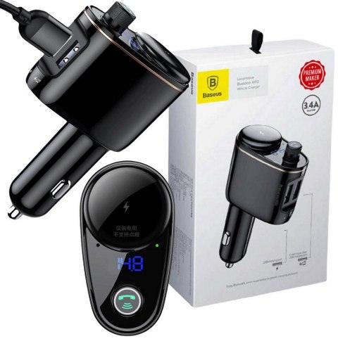 TRANSMITER FM ŁADOWARKA SAMOCHODOWA Baseus Enjoy S-06 3.4A 2x USB-A BT 4.2 TRANSMITER FM ŁADOWARKA SAMOCHODOWA Baseus Enjoy S-06 3.4A 2x USB-A BT 4.2