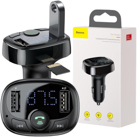 TRANSMITER FM ŁADOWARKA SAMOCHODOWA Baseus Enjoy S-09A 3.4A 2x USB-A microSD BT 4.2 TRANSMITER FM ŁADOWARKA SAMOCHODOWA Baseus Enjoy S-09A 3.4A 2x USB-A microSD BT 4.2