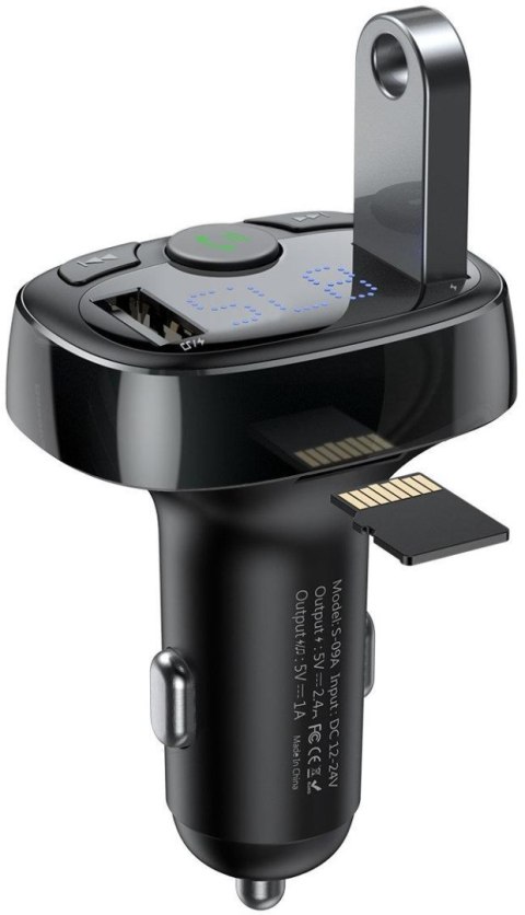 TRANSMITER FM ŁADOWARKA SAMOCHODOWA Baseus Enjoy S-09A 3.4A 2x USB-A microSD BT 4.2 TRANSMITER FM ŁADOWARKA SAMOCHODOWA Baseus Enjoy S-09A 3.4A 2x USB-A microSD BT 4.2