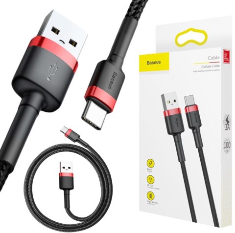 KABEL USB-A / USB-C Baseus Cafule CATKLF-B91 100cm 3A QC 3.0 CZARNO-CZERWONY W OPLOCIE KABEL USB-A / USB-C Baseus Cafule CATKLF-B91 100cm 3A QC 3.0 CZARNO-CZERWONY W OPLOCIE