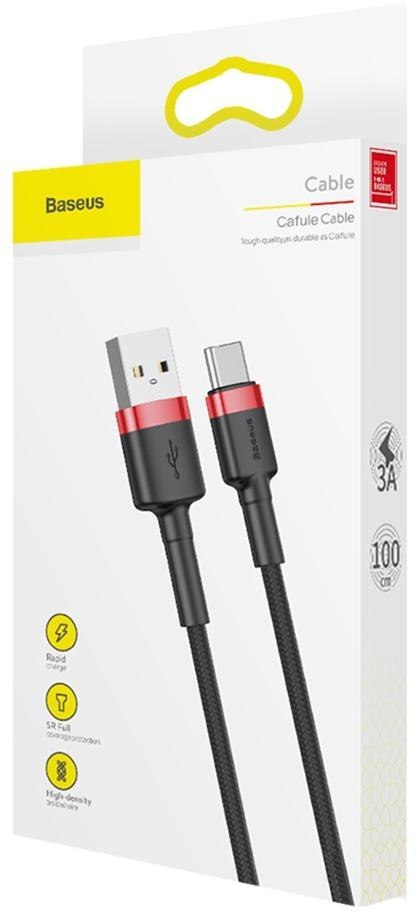 KABEL USB-A / USB-C Baseus Cafule CATKLF-B91 100cm 3A QC 3.0 CZARNO-CZERWONY W OPLOCIE KABEL USB-A / USB-C Baseus Cafule CATKLF-B91 100cm 3A QC 3.0 CZARNO-CZERWONY W OPLOCIE