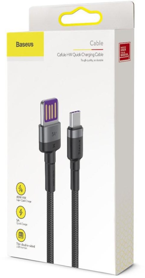 KABEL USB-A / USB-C Baseus Cafule CATKLF-PG1 100cm SuperCharge 40W 5A QC 3.0 W OPLOCIE KABEL USB-A / USB-C Baseus Cafule CATKLF-PG1 100cm SuperCharge 40W 5A QC 3.0 W OPLOCIE