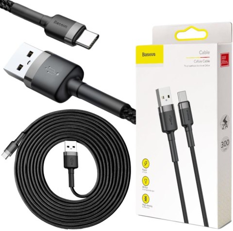 KABEL USB-A / USB-C Baseus Cafule CATKLF-UG1 300cm 3A QC 3.0 CZARNO-SZARY W NYLONOWYM OPLOCIE KABEL USB-A / USB-C Baseus Cafule CATKLF-UG1 300cm 3A QC 3.0 CZARNO-SZARY W NYLONOWYM OPLOCIE