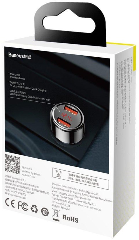 ŁADOWARKA SAMOCHODOWA Baseus Magic CCMLC20A-01 45W 6A 2x USB-A QC 3.0 ŁADOWARKA SAMOCHODOWA Baseus Magic CCMLC20A-01 45W 6A 2x USB-A QC 3.0
