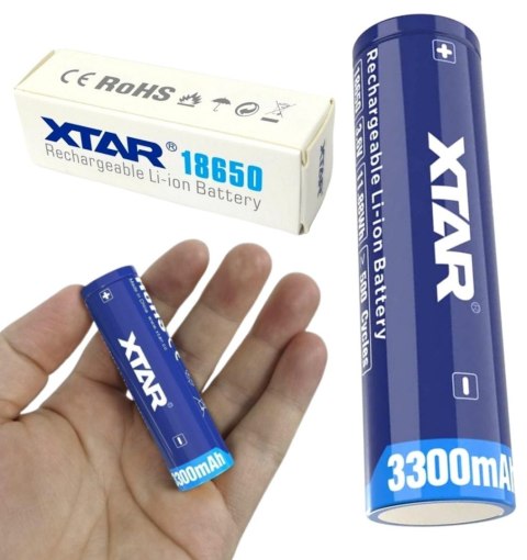 Akumulator 18650 Li-Ion 3,6V Xtar 3300mAh (1 szt.) z zabezpieczeniem Akumulator 18650 Li-Ion 3,6V Xtar 3300mAh (1 szt.) z zabezpieczeniem