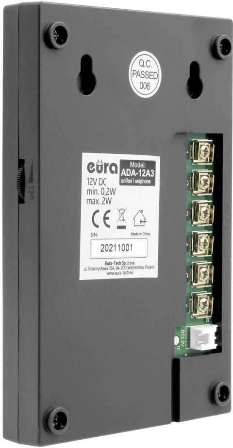 DOMOFON ''EURA'' ADP-51A3 ''DIFESA'' - 1-rodzinny, 2 unifony, interkom, grafit DOMOFON ''EURA'' ADP-51A3 ''DIFESA'' - 1-rodzinny, 2 unifony, interkom, grafit