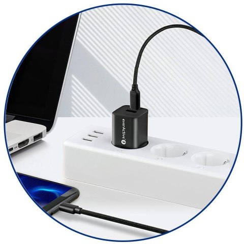 KABEL USB-C / USB-C everActive CBB-2PD3 200cm PD 60W 3A KABEL USB-C / USB-C everActive CBB-2PD3 200cm PD 60W 3A