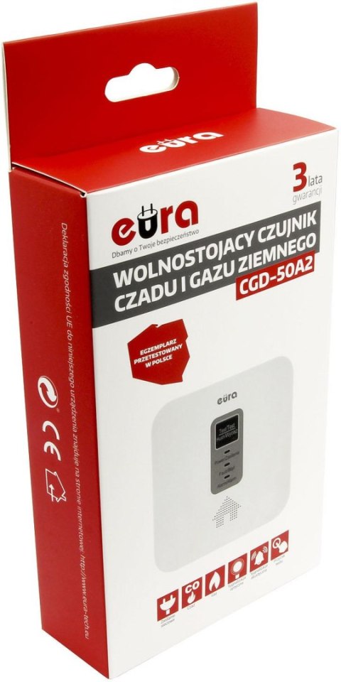 Czujnik czadu i gazu ziemnego 2w1Eura CGD-50A2 Czujnik czadu i gazu ziemnego 2w1Eura CGD-50A2