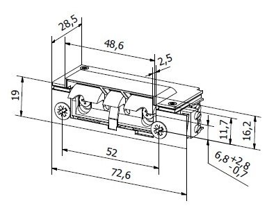 Elektrozaczep HARTTE XS12RM-C seria XS 12V DC rew. z monitoringiem i wyślizgiem Elektrozaczep HARTTE XS12RM-C seria XS 12V DC rew. z monitoringiem i wyślizgiem