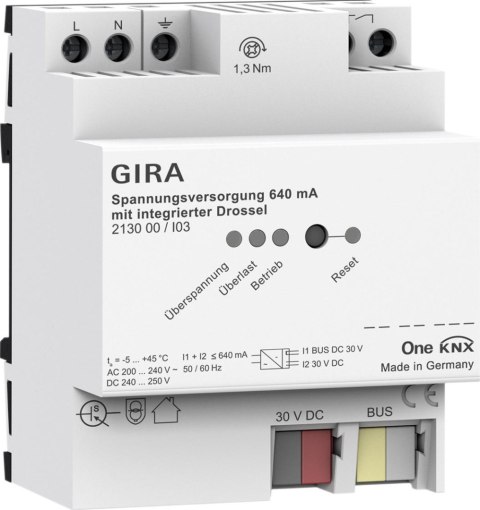 GIRA zasilacz 640 mA z dławikiem KNX ONE 213000 GIRA zasilacz 640 mA z dławikiem KNX ONE 213000
