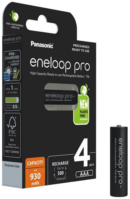Akumulatorki R03 / AAA Panasonic Eneloop PRO 930mAh Ni-MH BK-4HCDE/4BE (blister 4 szt.) Akumulatorki R03 / AAA Panasonic Eneloop PRO 930mAh Ni-MH BK-4HCDE/4BE (blister 4 szt.)