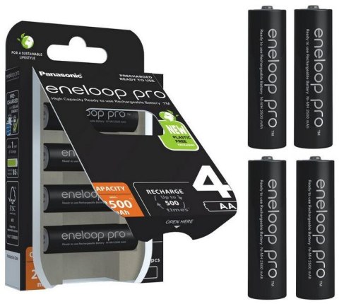 Akumulatorki R6 / AA Panasonic Eneloop PRO 2500mAh Ni-MH BK-3HCDE/4BE (blister 4 szt.) Akumulatorki R6 / AA Panasonic Eneloop PRO 2500mAh Ni-MH BK-3HCDE/4BE (blister 4 szt.)