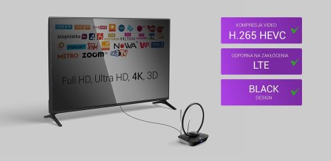 Antena pokojowa DVB-T2 Spacetronik Locus TV zasilacz 45dB Antena pokojowa DVB-T2 Spacetronik Locus TV zasilacz 45dB