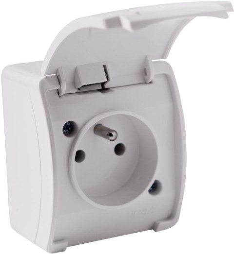 Gniazdo natynkowe pojedyncze z uziemieniem, z klapką VIPLAST KOALA BIAŁE IP44 161-01 Gniazdo natynkowe pojedyncze z uziemieniem, z klapką VIPLAST KOALA BIAŁE IP44 161-01