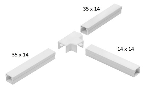 Osprzęt do listew elektroinstalacyjnych, trójnik redukcyjny BIAŁY LOR 35x14x35 (1szt.) Osprzęt do listew elektroinstalacyjnych, trójnik redukcyjny BIAŁY LOR 35x14x35 (1szt.)