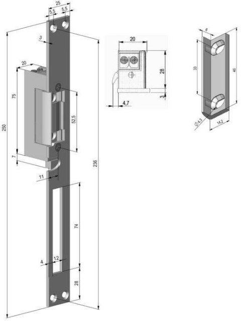 Elektrozaczep symetr.,rewers. z sygnalizacją SCOT ES-S12DC-RS PROFI Elektrozaczep symetr.,rewers. z sygnalizacją SCOT ES-S12DC-RS PROFI