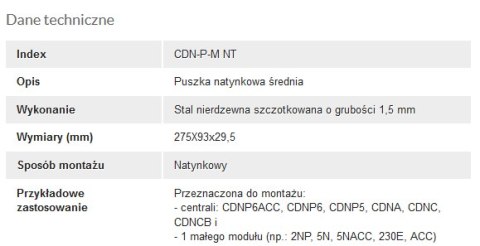 ACO CDN-P-M NT Ramka natynkowa średnia CDN z daszkiem, do CDNP5/6, CDNC/B, CDNA ACO CDN-P-M NT Ramka natynkowa średnia CDN z daszkiem, do CDNP5/6, CDNC/B, CDNA