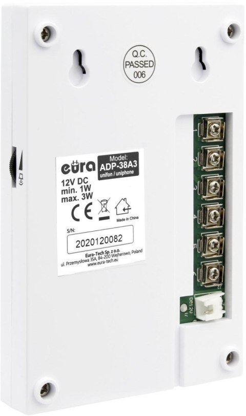 Domofon EURA ADP-38A3 ENTRA bialy Domofon EURA ADP-38A3 ENTRA bialy