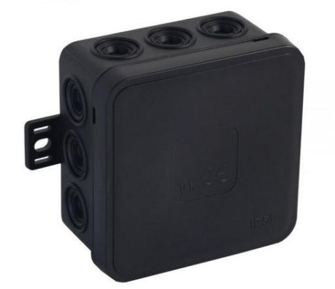 Puszka natynkowa pusta 12 wlotów VIPLAST V5 klik CZARNA IP54 75x75x41mm 035-05 Puszka natynkowa pusta 12 wlotów VIPLAST V5 klik CZARNA IP54 75x75x41mm 035-05