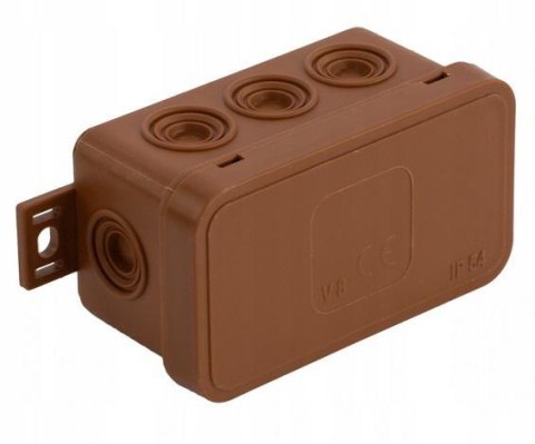 Puszka natynkowa pusta 8 wlotów VIPLAST V8 klik BRĄZOWA IP54 80x45x41mm 038-02 Puszka natynkowa pusta 8 wlotów VIPLAST V8 klik BRĄZOWA IP54 80x45x41mm 038-02