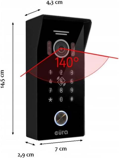 WIDEODOMOFON EURA VDP-99C5 czarny, WiFi, RFID, TUYA WIDEODOMOFON EURA VDP-99C5 czarny, WiFi, RFID, TUYA