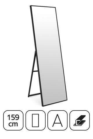 Duże lustro stojące 159 cm aluminium czarna rama ModernHome