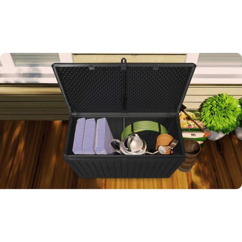 Skrzynia ogrodowa 270 l 109x51x55 cm czarna