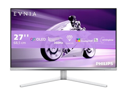 Philips 27M2N8500/00 | 27 " | OLED | 16:9 | 360 Hz | 0,03 ms | 2560 x 1440 pikseli | 250 cd/m² | 2 porty HDMI | Biały