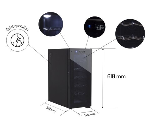 Adler | Spiżarnia na napoje | AD 8083 | Klasa efektywności energetycznej G | Wolnostojąca | Pojemność butelek 12 | Czarna