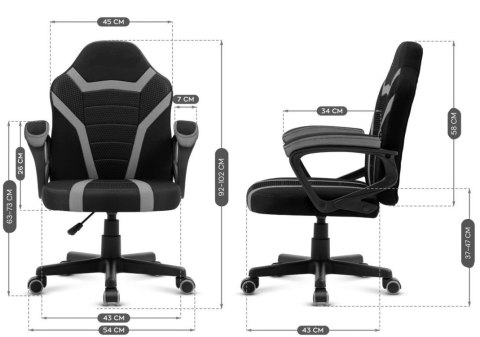 Fotel obrotowy do biurka MARIO BLACK + DARK GREY