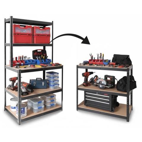 Regał metalowy stół warsztatowy 180 x 100 x 60 cm Humberg HR-855 czarny