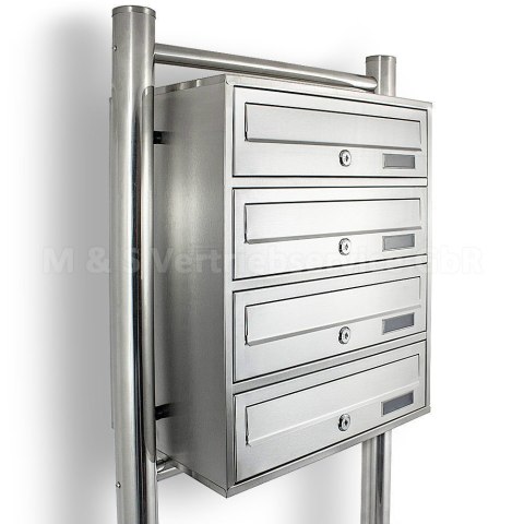 Skrzynka lokatorska 4 komorowa stal nierdzewna stojak euro zamek