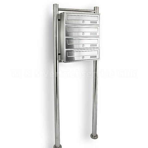 Skrzynka lokatorska 4 komorowa stal nierdzewna stojak euro zamek